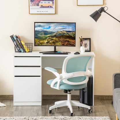 Computer Desk with Drawer and Storage Cabinet, White
