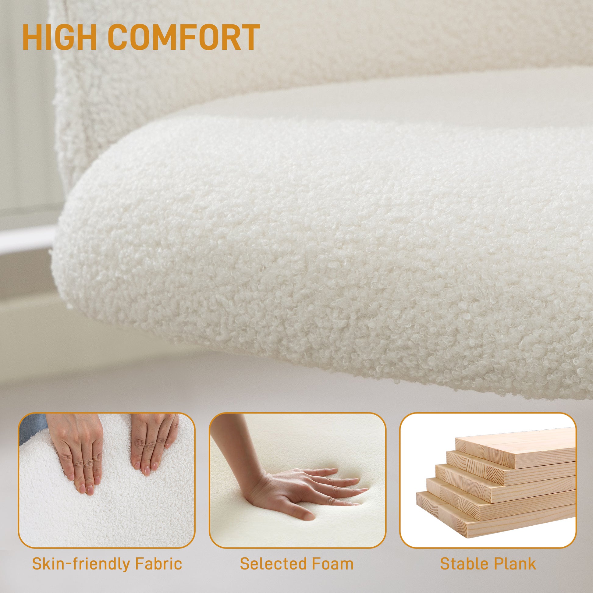Ergonomic Office Chair with Footrest, Cream White