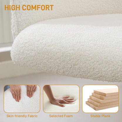 Ergonomic Office Chair with Footrest, Cream White