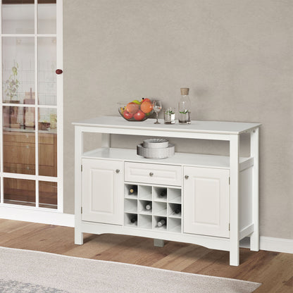 Buffet Sideboard with Wine Rack and Drawer, White