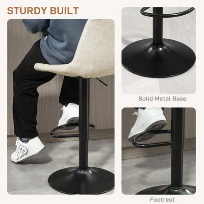 Adjustable Swivel Bar Stools with Leathaire Upholstery, Cream White (Set of 2)