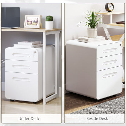 Lockable File Cabinet, Steel Filing Cabinet on Wheels for Legal, A4, Letter Size, Home Office