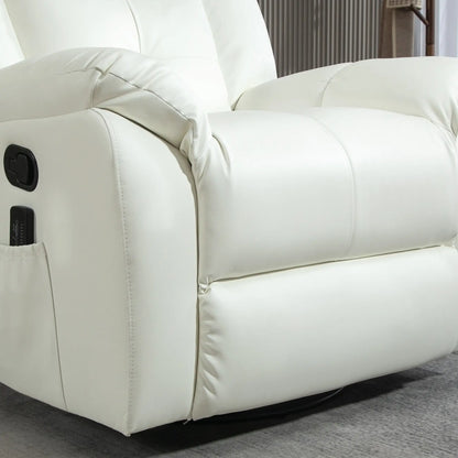 Luxury Massage Recliner Chair with 8 Vibration Points, Cream White