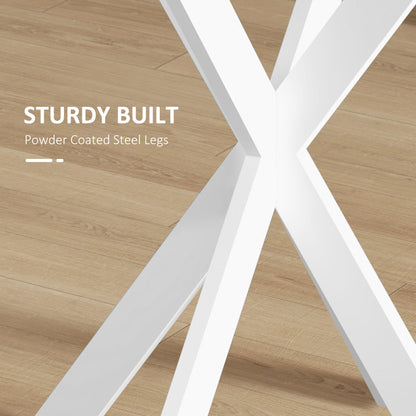 29" Round Dining Table with Steel Cross Legs, White
