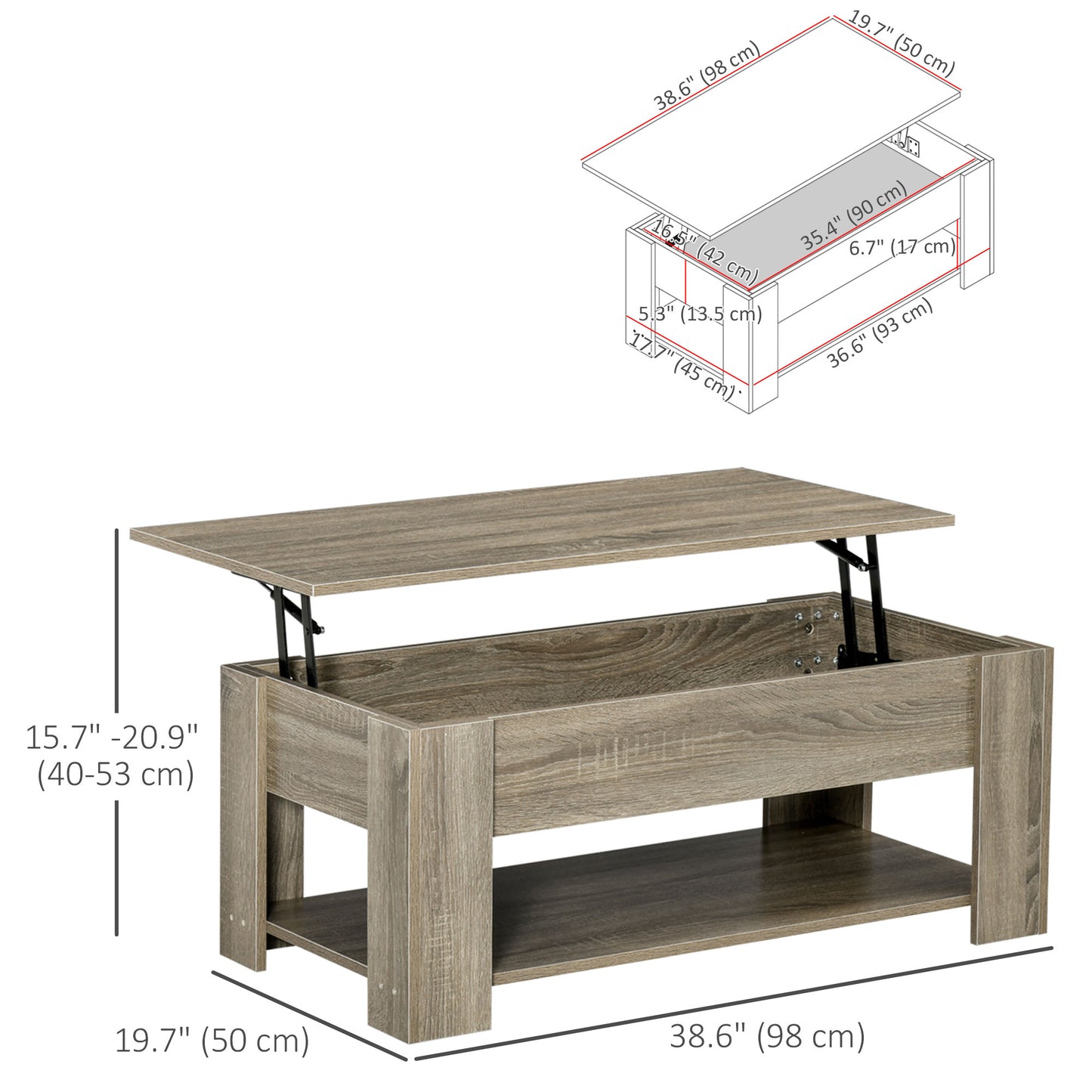 Round Nesting Coffee Table Set with Steel Frame, Grey