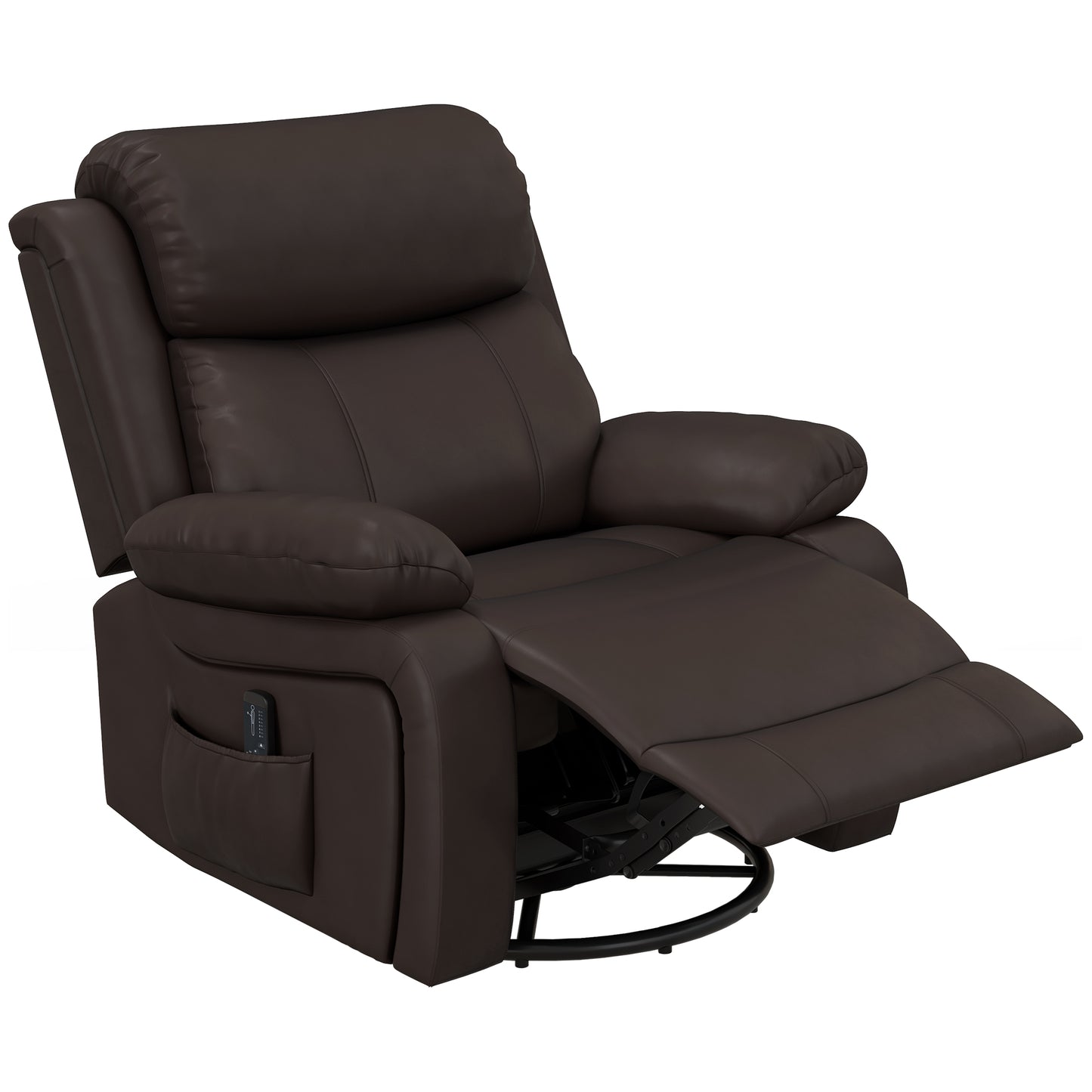 PU Leather Massage Recliner Chair with Swivel Base, Brown