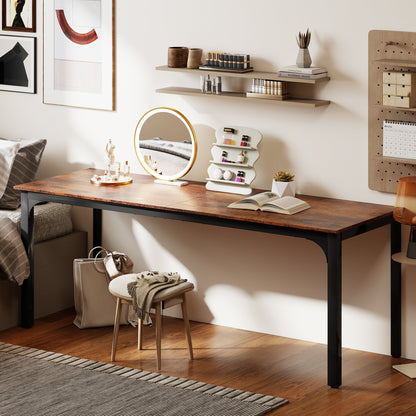 Homcom 79" Computer Desk, Desktop Desk With Metal Legs, Rustic Brown
