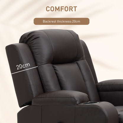 360° Swivel Massage Recliner Chair with Cup Holders, Brown