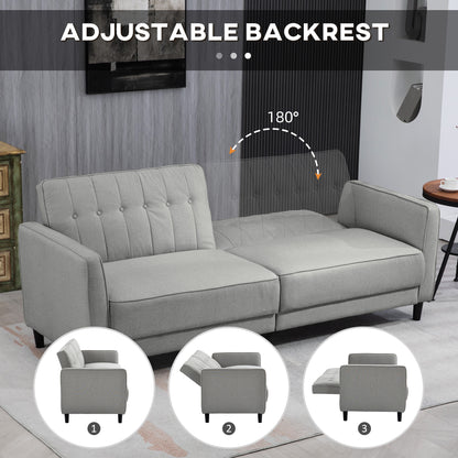 Convertible Sofa Bed with Adjustable Back, Grey