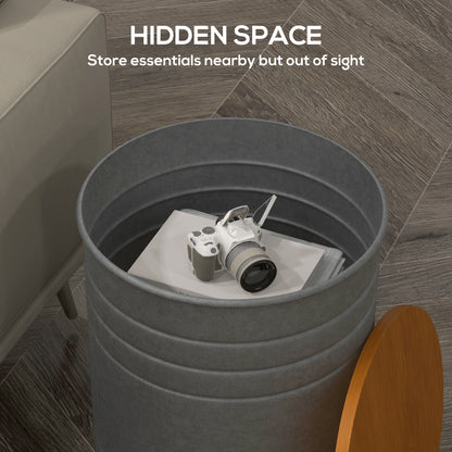 Round Nesting Side Tables with Hidden Storage and Wooden Lids, Gray (Set of 2)