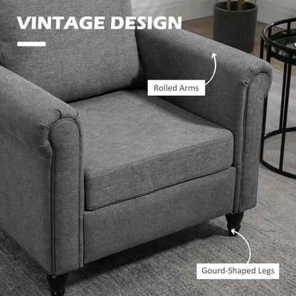 Vintage Armchair, Upholstered Accent Chair with Rolled Arms, Light Gray