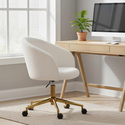 Ergonomic Office Chair with Footrest, Cream White