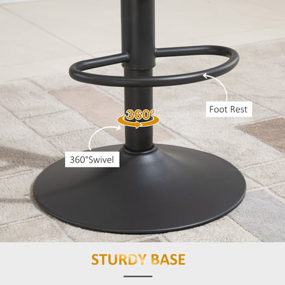Adjustable Swivel Bar Stools with PU Leather Upholstery and Footrest, Brown (Set of 2)