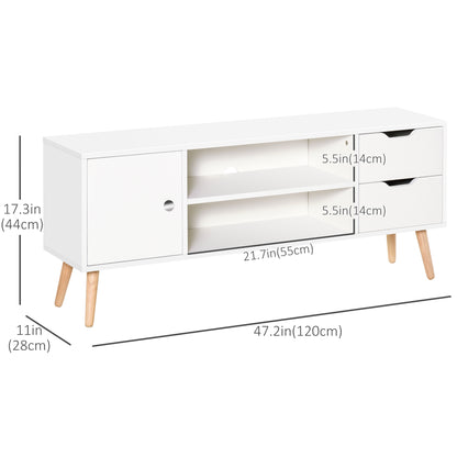 Scandinavian TV Stand with Cabinet and Drawers for TVs up to 50 Inch, White - view 2