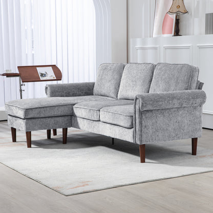 L-Shaped Sectional Sofa with Reversible Chaise Lounge, Grey
