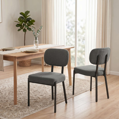 Tufted Upholstered Dining Chairs with Metal Legs, Grey (Set of 2)