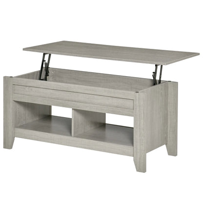 Lift Top Coffee Table with Hidden Storage, Light Gray