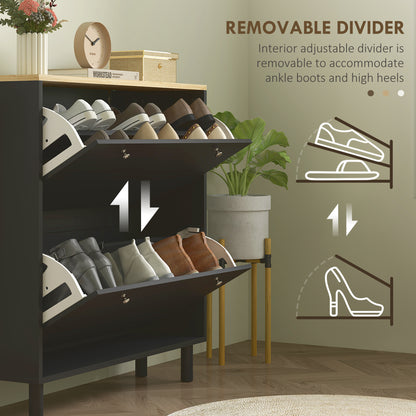 Shoe Storage Cabinet, for 16 Pairs, Black