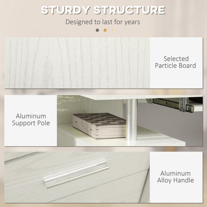 47" Computer Desk with Keyboard Tray and Storage Drawers, White