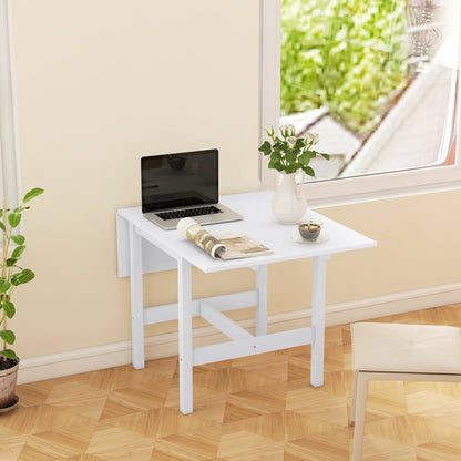 Solid Wood Farmhouse Drop Leaf Dining Table - White