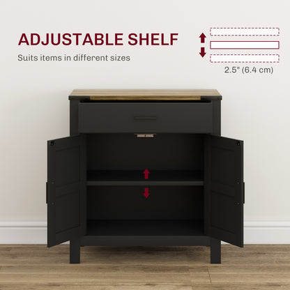 Farmhouse Sideboard Buffet with Drawer and Shelf, Black