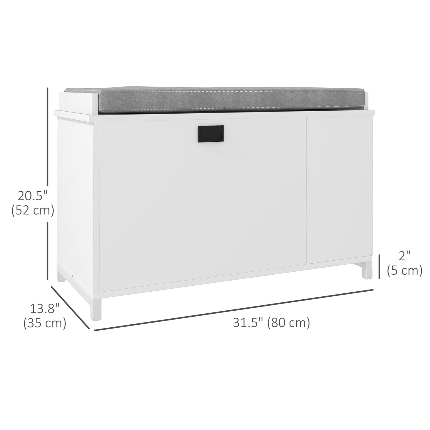 Upholstered Shoe Storage Bench with Flip Drawer and Side Rack for 6 Pairs, White