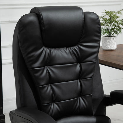 7-Point Vibrating Massage Office Chair with Footrest and Reclining Back, Black