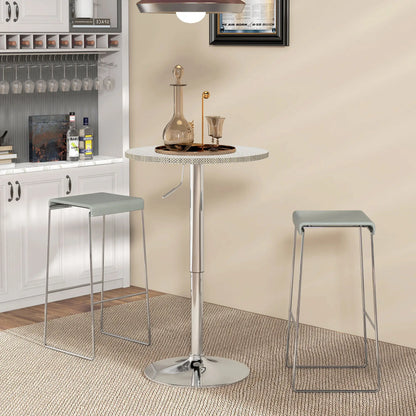 Adjustable Height Bar Table with PE Rattan Top - Gray