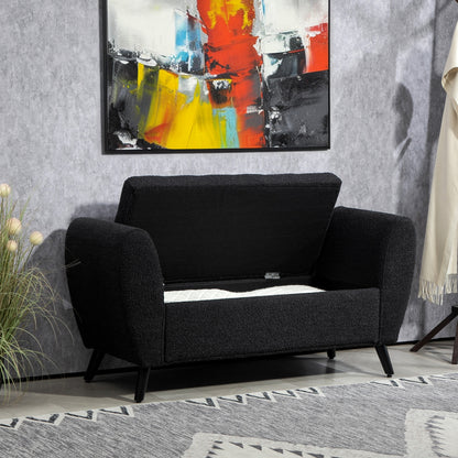Upholstered Storage Bench with Arms, Black