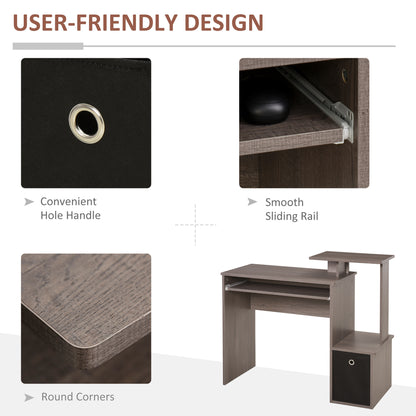 Computer Desk with Keyboard Tray, Drawer and Shelf, Grey