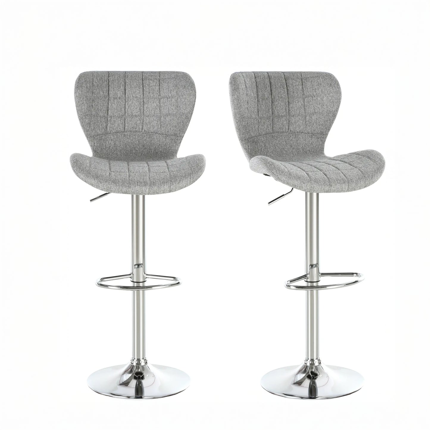 Adjustable Swivel Counter Stools with Linen Fabric, Gray (Set of 2)