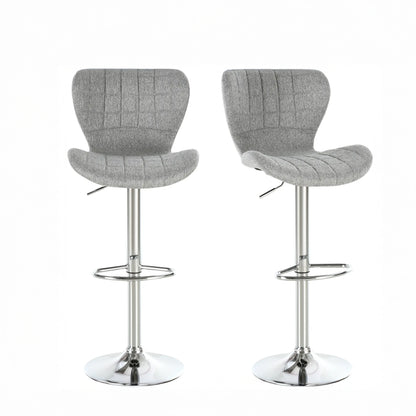 Adjustable Swivel Counter Stools with Linen Fabric, Gray (Set of 2)