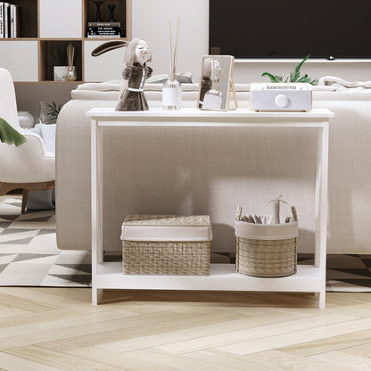 40 Inch X-Design Console Table with Storage Shelf, White - view 3