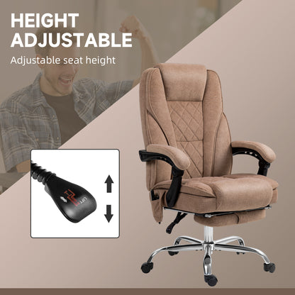 Heated Massage Office Chair with Reclining Function and Footrest, Brown
