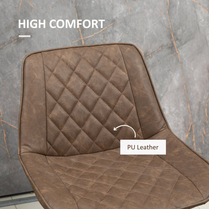 Counter-Height Bar Stools with PU Leather Upholstery and Metal Legs, Brown (Set of 2)