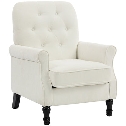 Upholstered Accent Chair with Pillow, Cream White