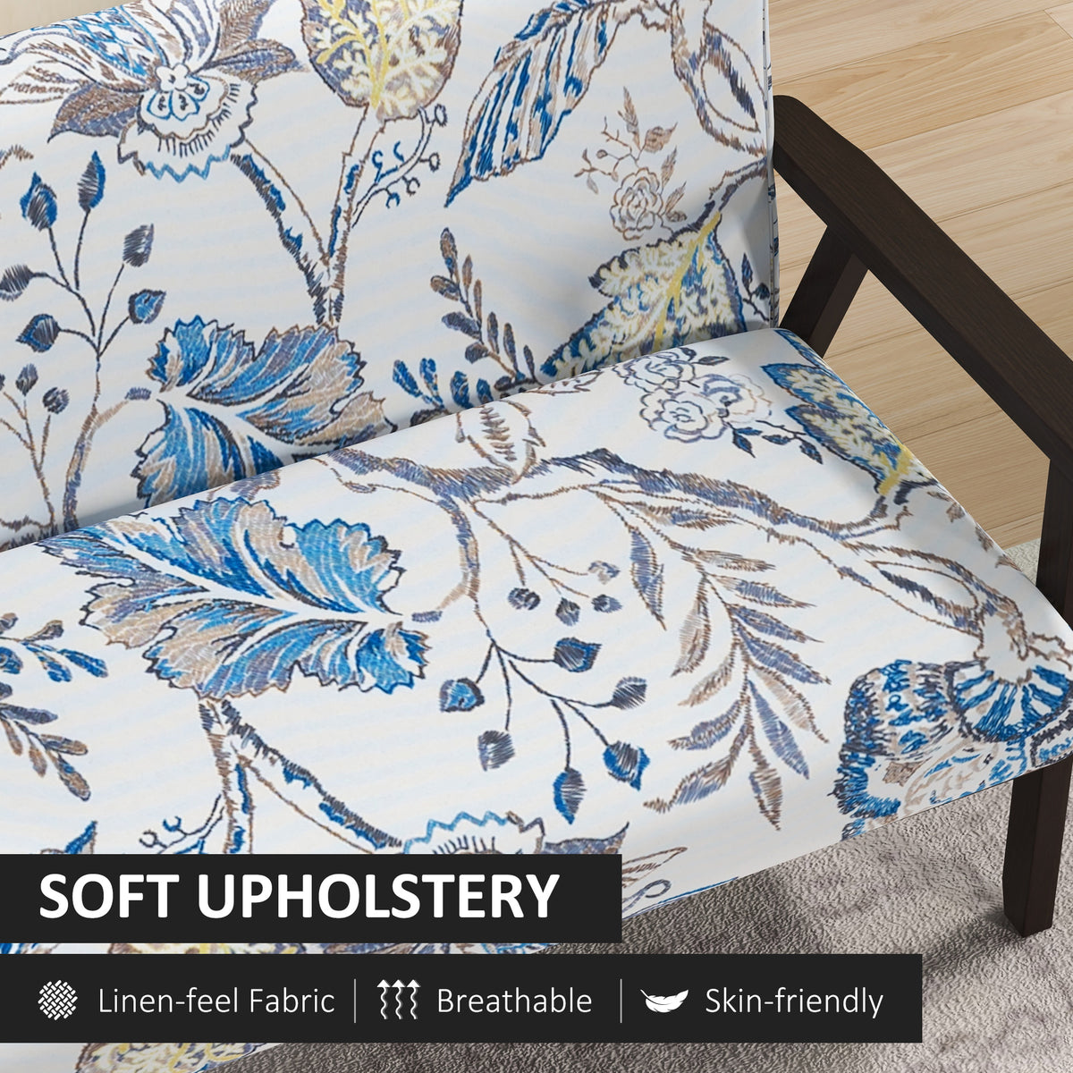 Compact Linen Loveseat Sofa, Multicolour