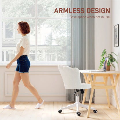 Adjustable Office Chair with Armrests, Cream White