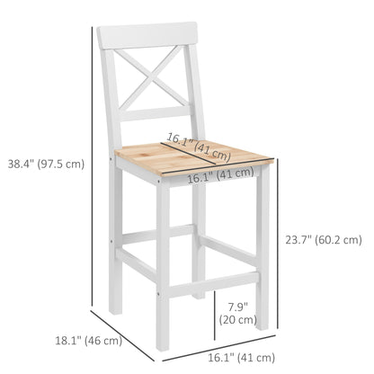 Counter-Height Bar Stools with Backrest, Natural (Set of 2)