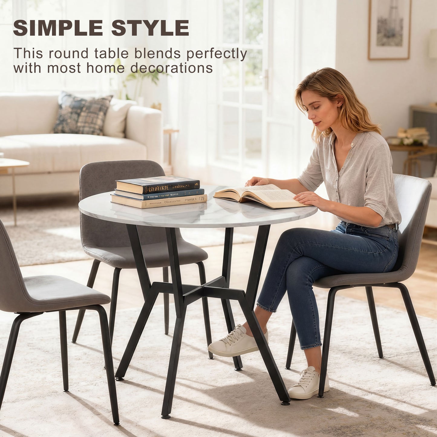 Modern Bar Table with Metal Frame, Marble White