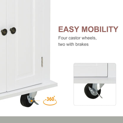 Rolling Kitchen Trolley with Rubber Wood Top and Spice Rack and Towel Rack, Grey