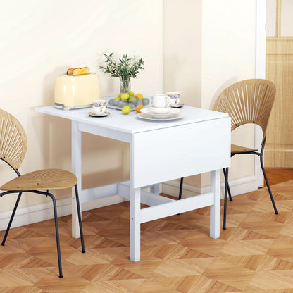 Solid Wood Farmhouse Drop Leaf Dining Table - White