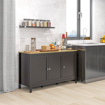 Sideboard Buffet Cabinet with Adjustable Shelves, Black and Natural