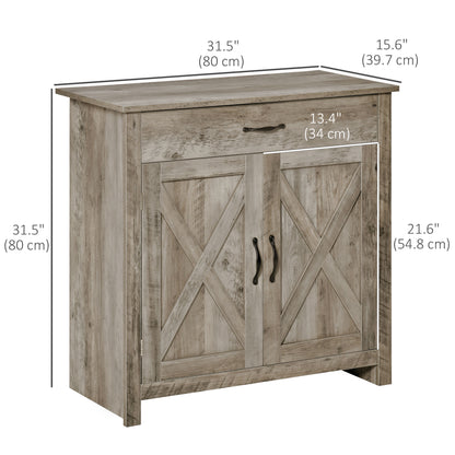 Farmhouse Sideboard Buffet with Barn Doors, Ash Grey