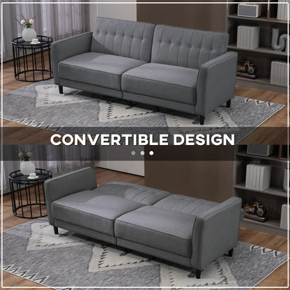 Convertible Sofa Bed with Adjustable Back, Charcoal Grey