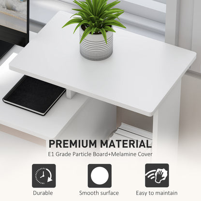 39" Computer Desk with Keyboard Tray, Drawer and Shelf, White