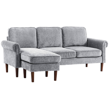 L-Shaped Sectional Sofa with Reversible Chaise Lounge, Grey