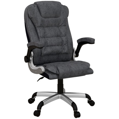 Heavy Duty Microfibre Office Chair with Flip-up Arms, Charcoal Grey (400 lbs Capacity)
