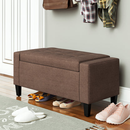 Tufted Storage Ottoman Bench, Brown