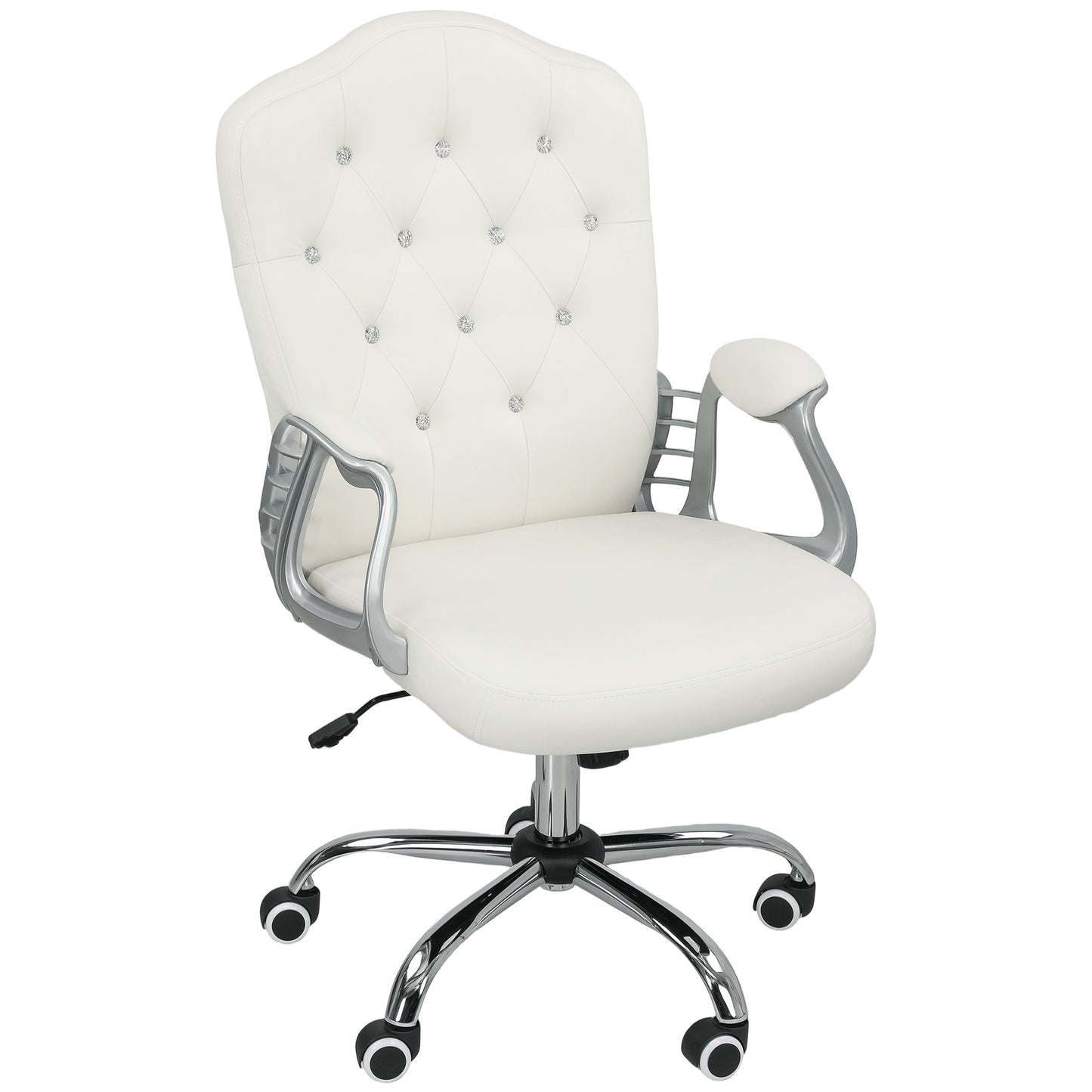 Swivel Office Chair with Tufted Back, Cream White